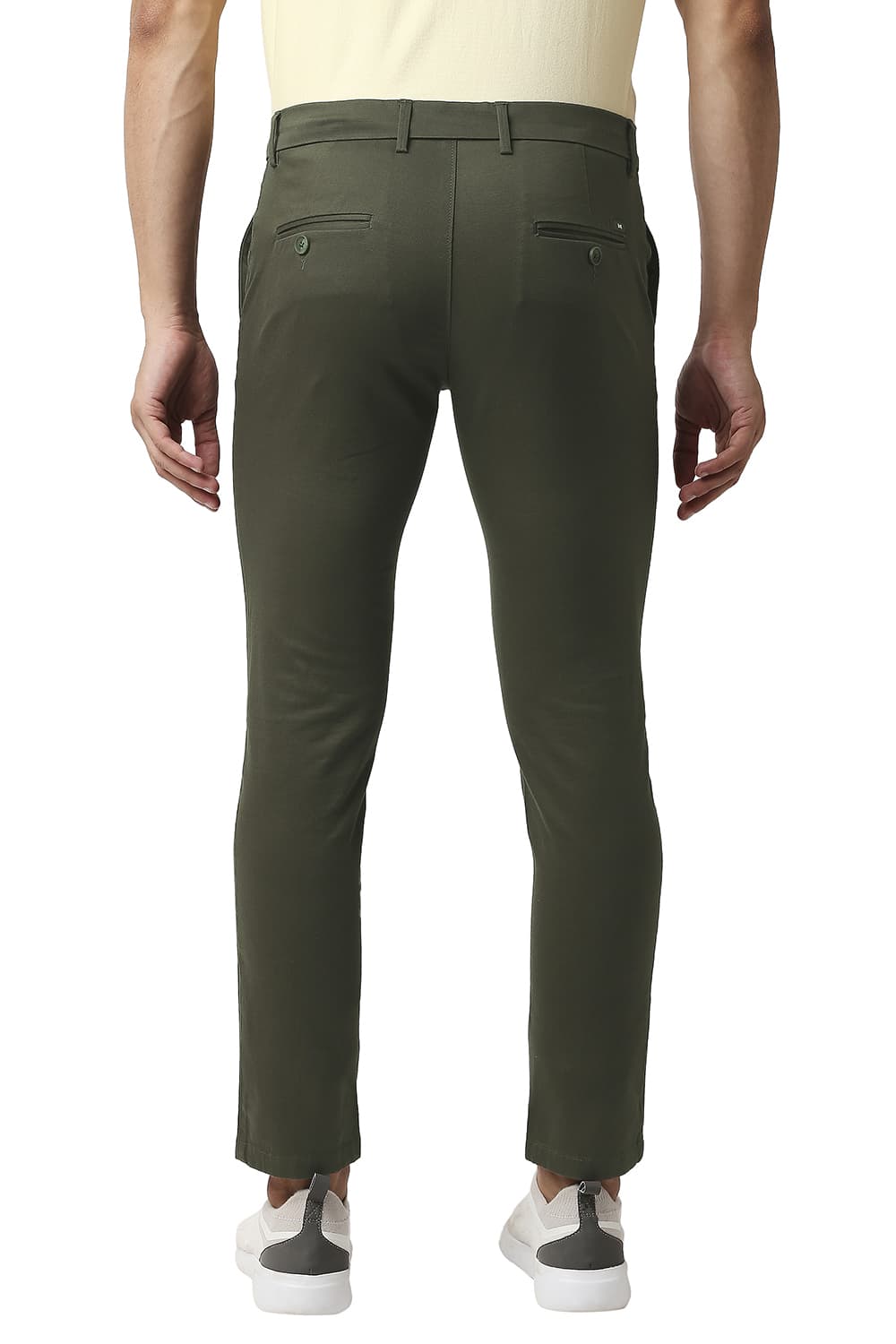 BASICS TAPERED FIT COTTON STRETCH TROUSERS