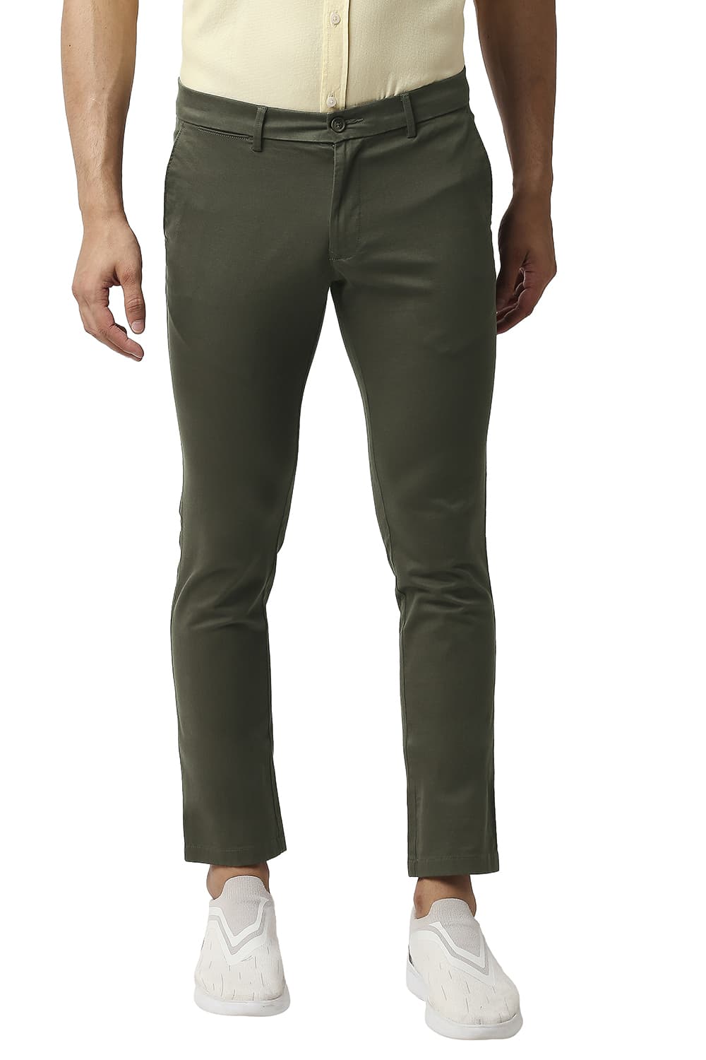 BASICS TAPERED FIT COTTON STRETCH TROUSERS