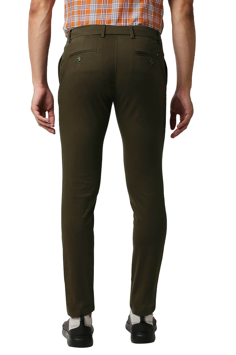 BASICS TAPERED FIT DEMILASSE BROWN COTTON STRETCH TROUSERS