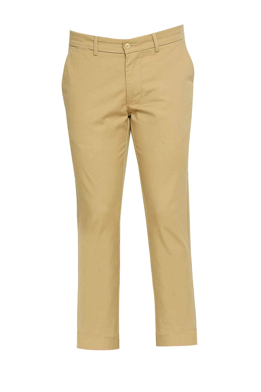 BASICS TAPERED FIT ANTELOPE KHAKI STRETCH TROUSERS