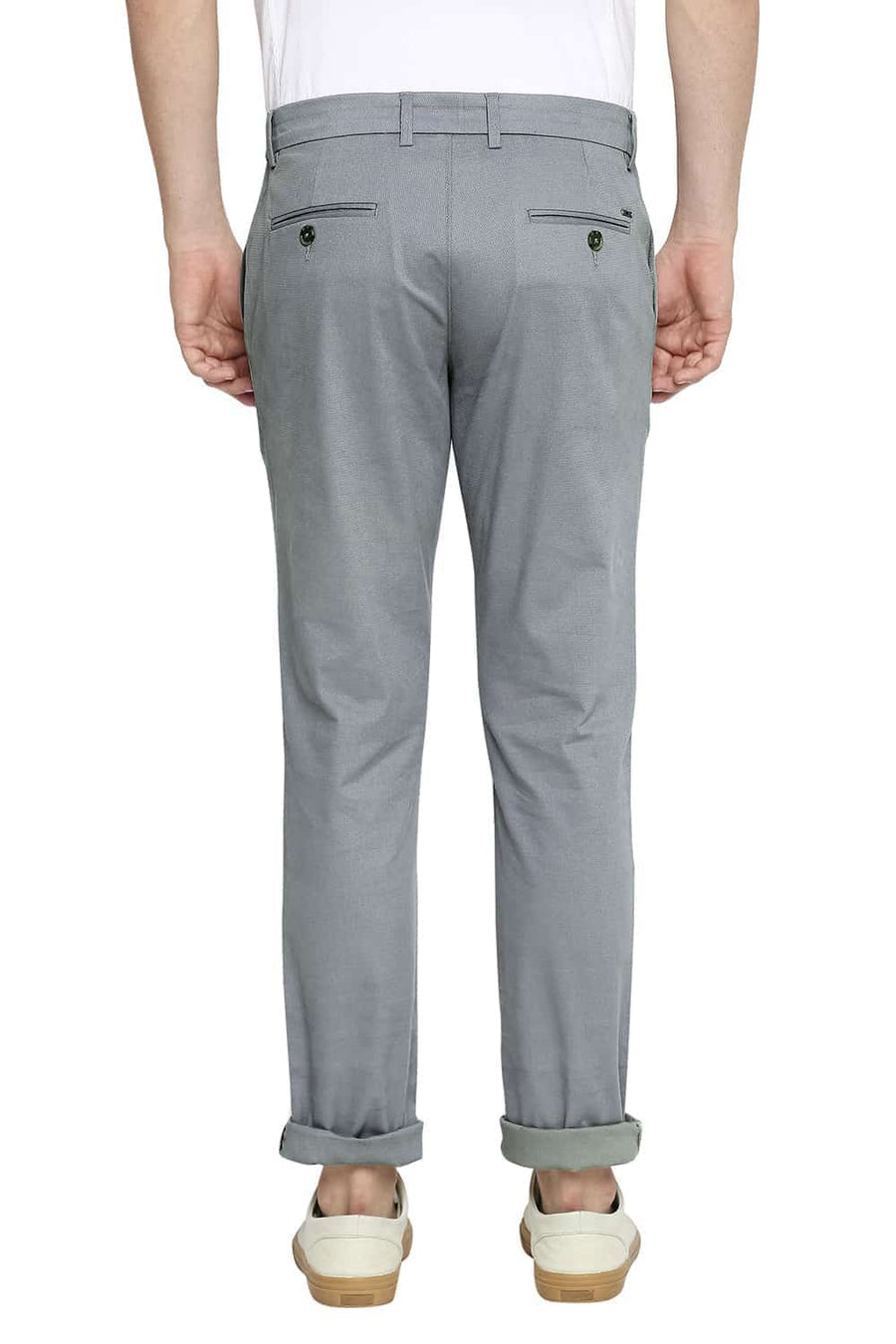 BASICS TAPERED FIT LIMESTONE GREY STRETCH TROUSERS