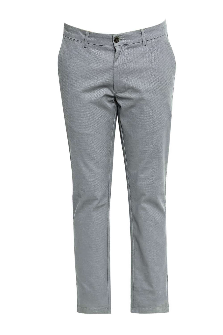 BASICS TAPERED FIT LIMESTONE GREY STRETCH TROUSERS