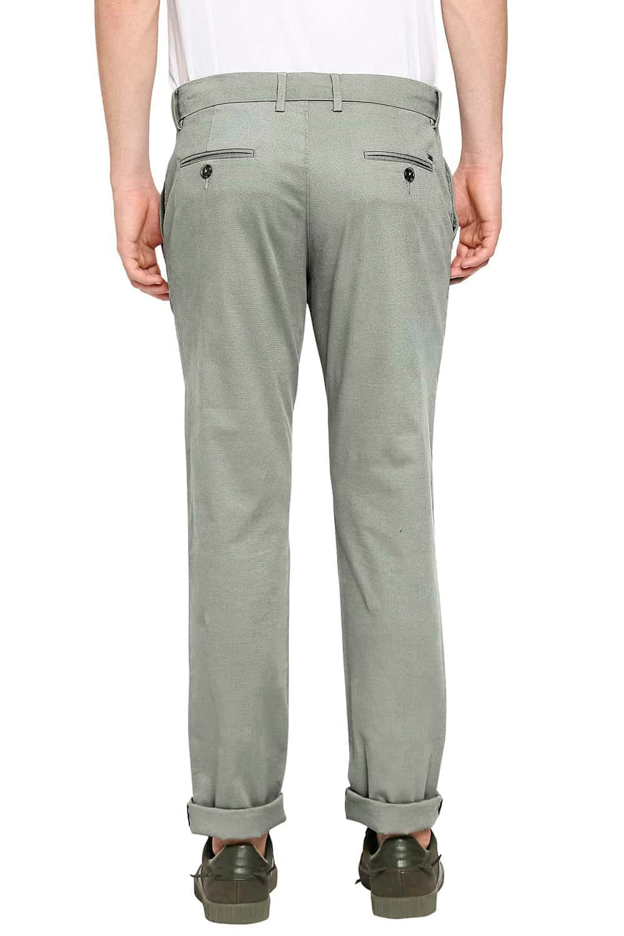 BASICS TAPERED FIT OLIVINE OLIVE STRETCH TROUSERS