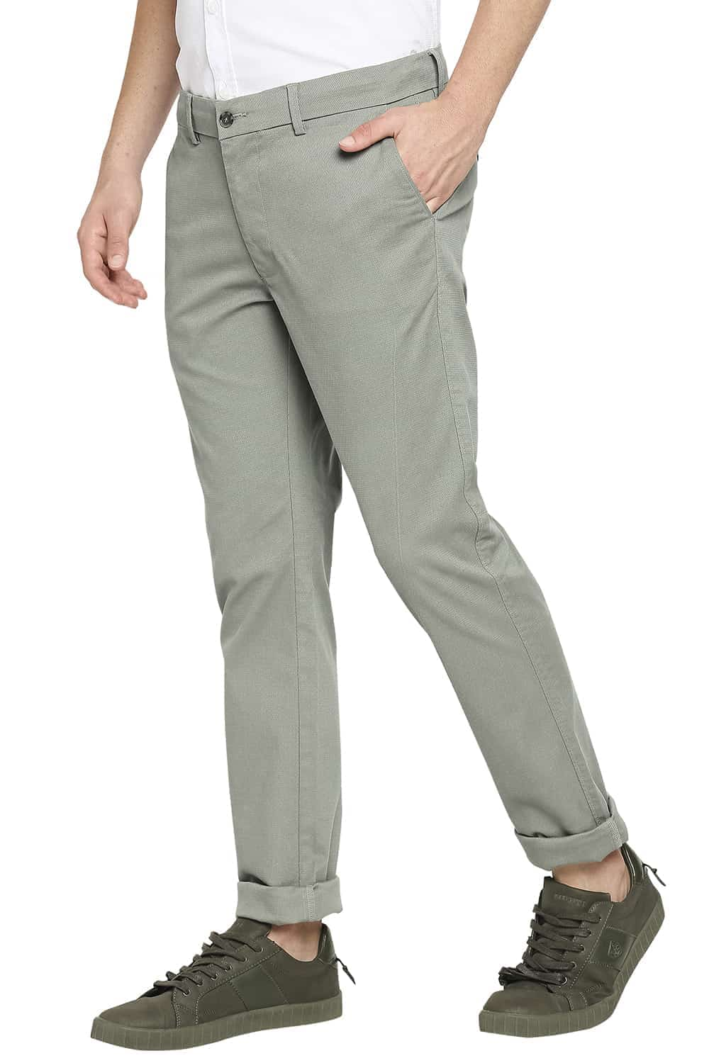 BASICS TAPERED FIT STRETCH TROUSERS