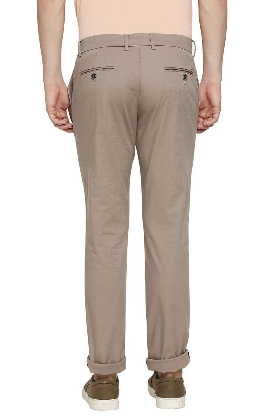 BASICS TAPERED FIT TRAVERTINE BROWN STRETCH TROUSERS