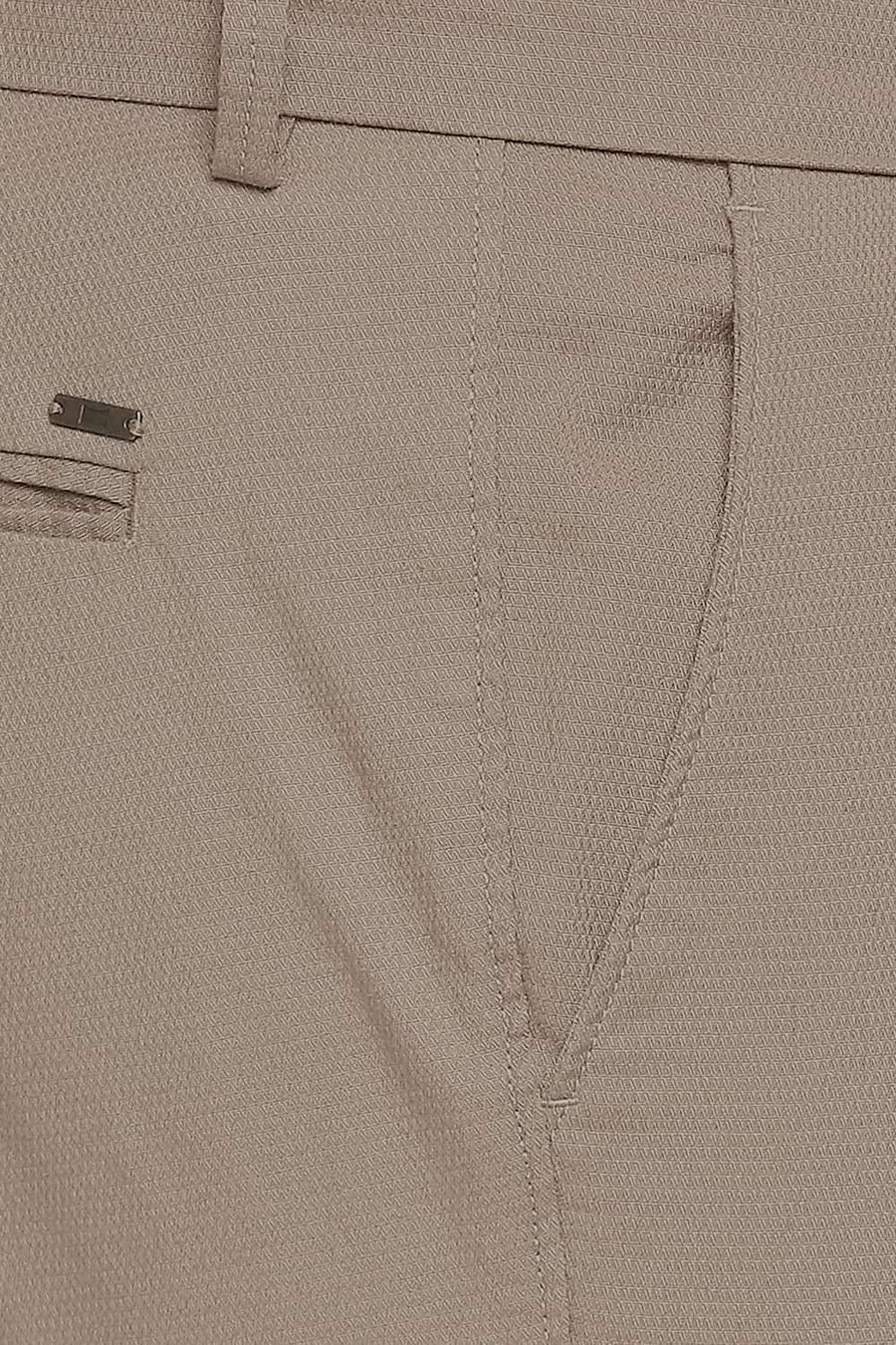 BASICS TAPERED FIT TRAVERTINE BROWN STRETCH TROUSERS