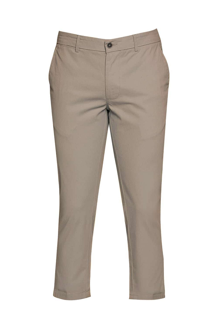 BASICS TAPERED FIT TRAVERTINE BROWN STRETCH TROUSERS