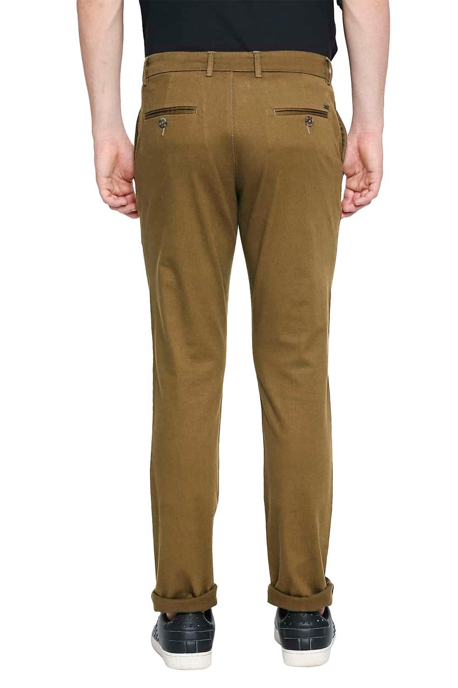 BASICS TAPERED FIT SEPIA KHAKI STRETCH TROUSERS