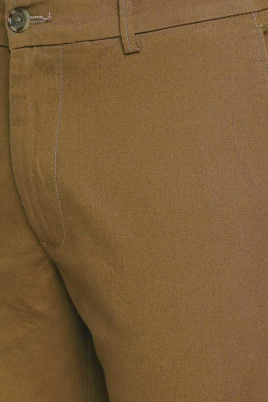 BASICS TAPERED FIT SEPIA KHAKI STRETCH TROUSERS