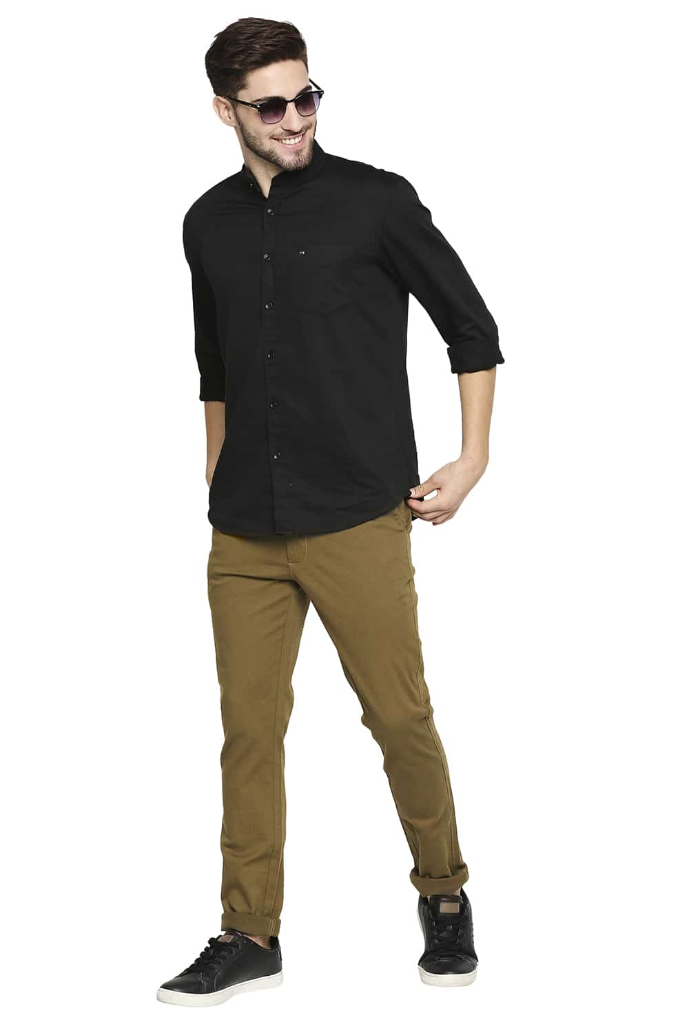 BASICS TAPERED FIT STRETCH TROUSERS