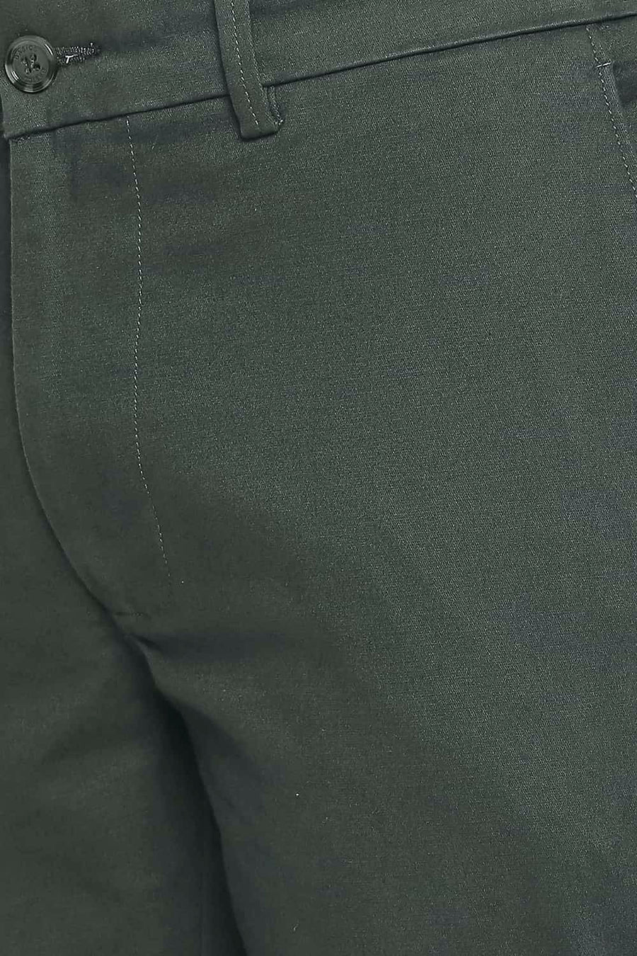 BASICS TAPERED FIT ROSIN OLIVE STRETCH TROUSERS