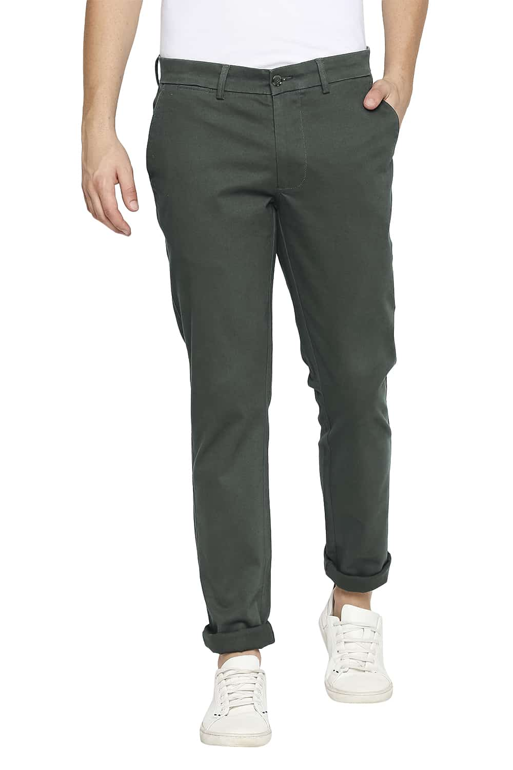 BASICS TAPERED FIT STRETCH TROUSERS