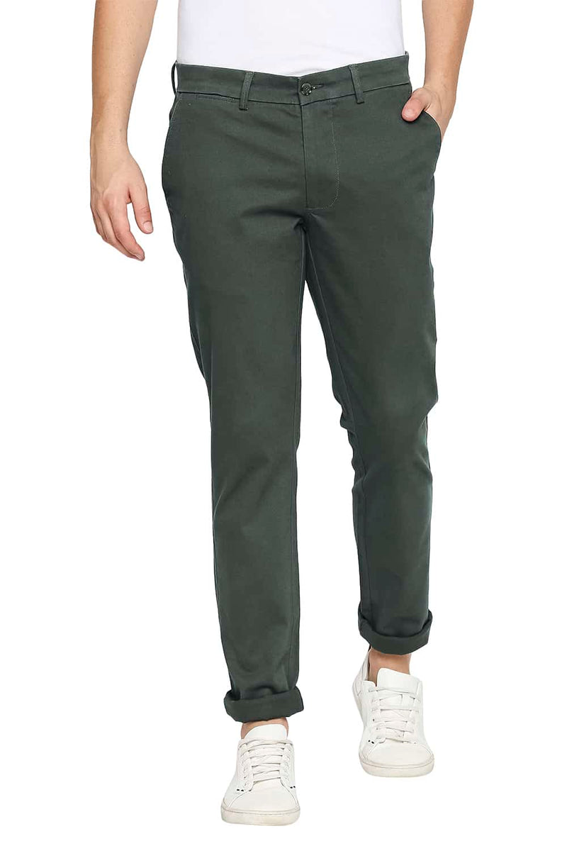 BASICS TAPERED FIT STRETCH TROUSERS