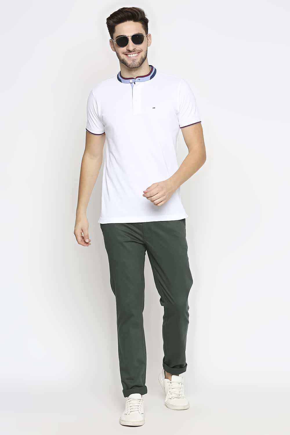 BASICS TAPERED FIT STRETCH TROUSERS