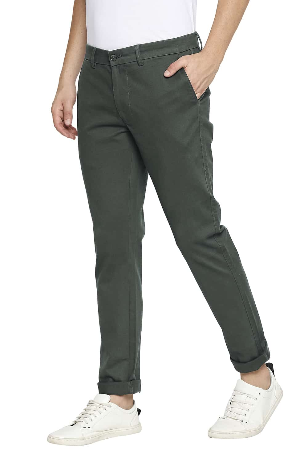 BASICS TAPERED FIT STRETCH TROUSERS