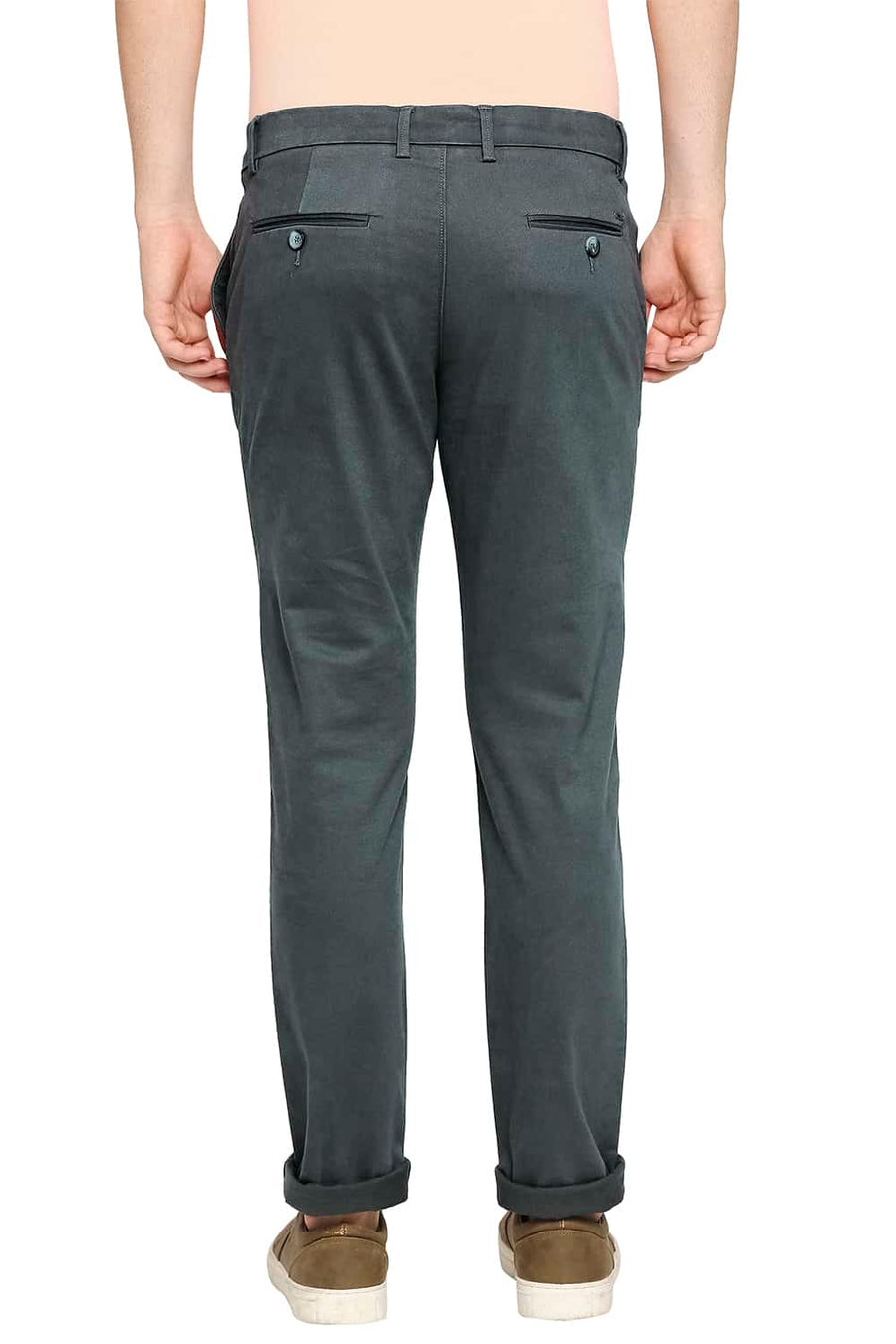 BASICS TAPERED FIT BALSAM GREY STRETCH TROUSERS