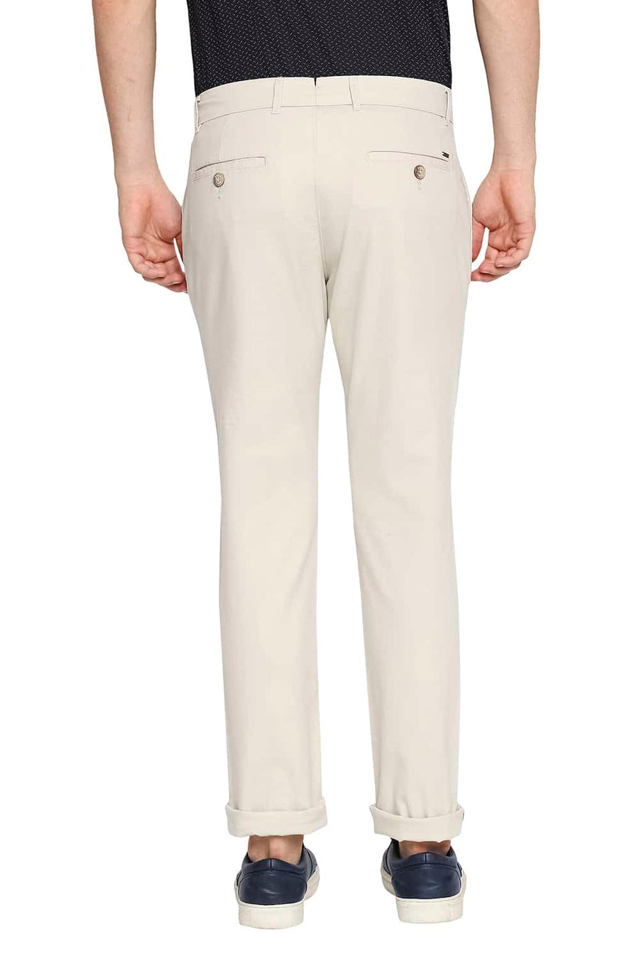 BASICS TAPERED FIT TURTLE DOVE BEIGE STRETCH TROUSERS