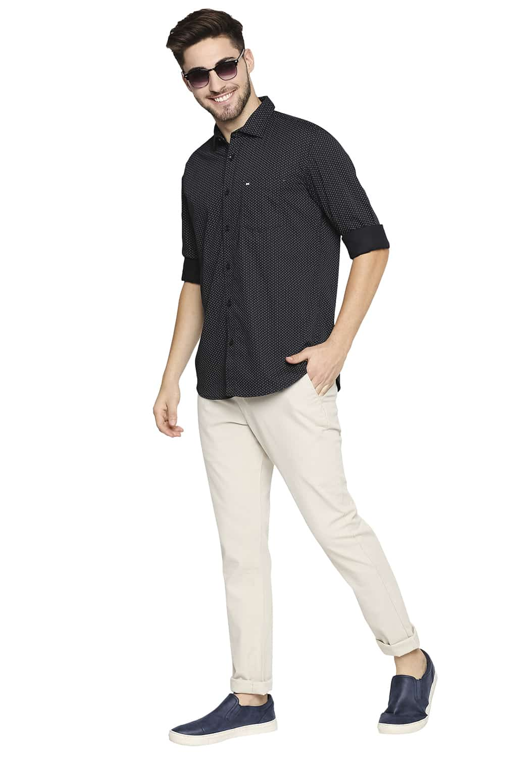 BASICS TAPERED FIT STRETCH TROUSERS