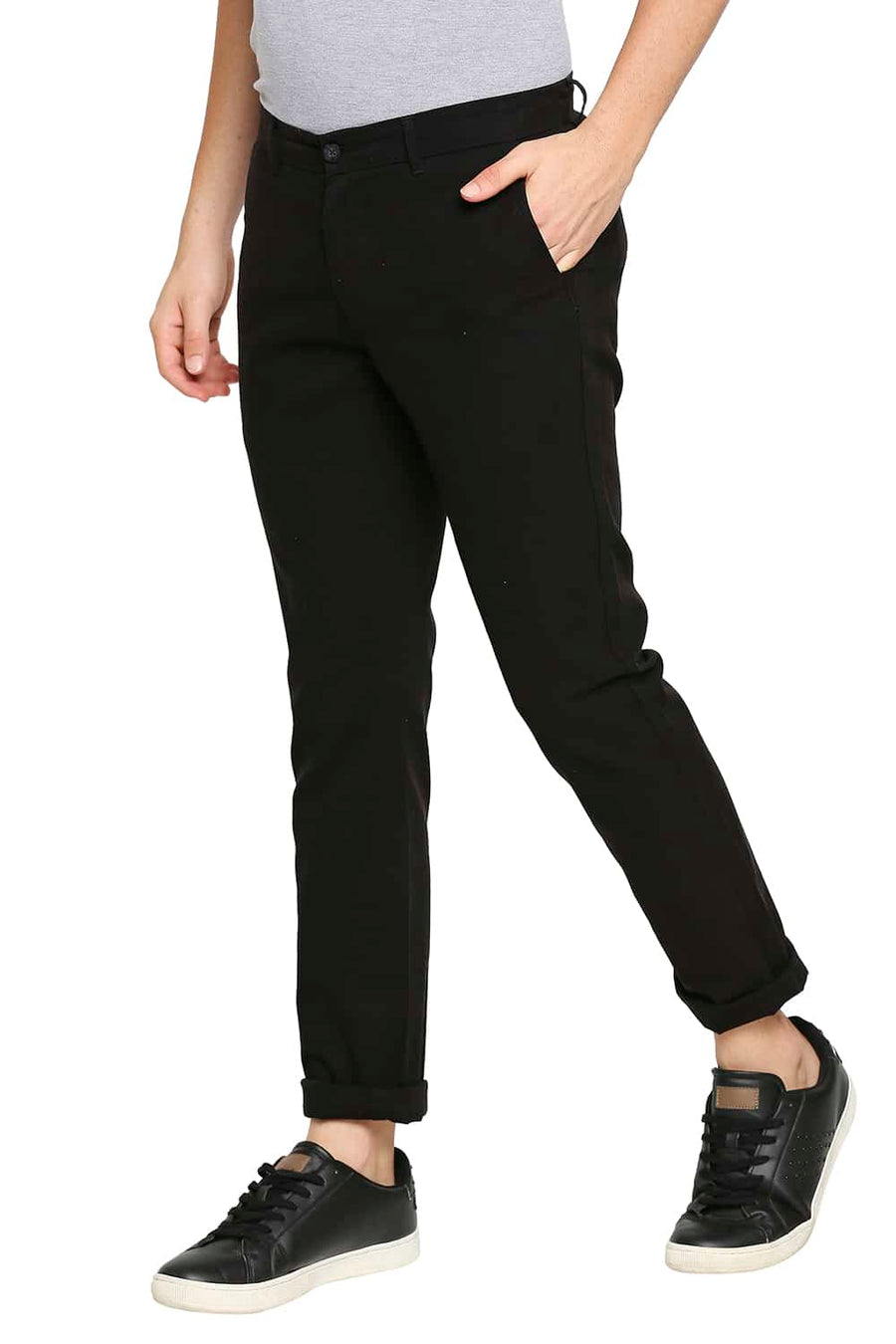 BASICS TAPERED FIT PIRATE BLACK STRETCH TROUSERS