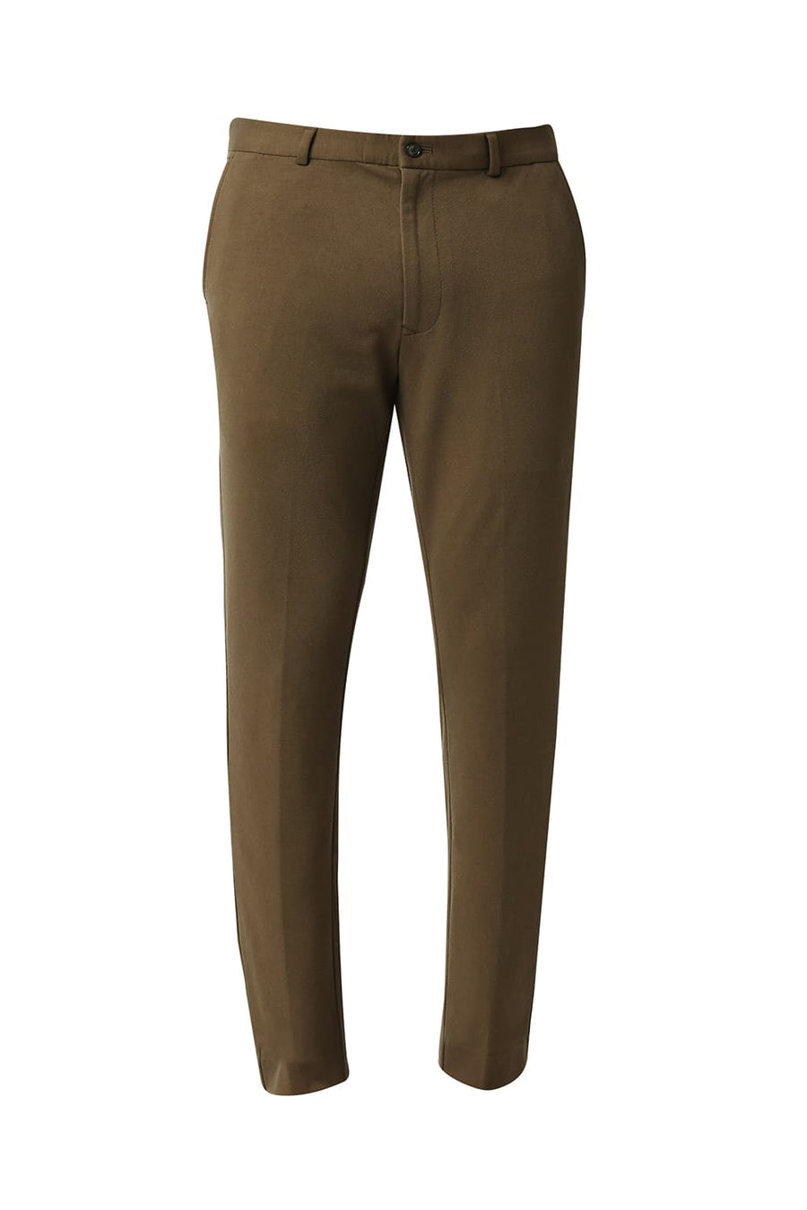 BASICS TAPERED FIT CAPULET OLIVE KNIT KNIT TROUSERS