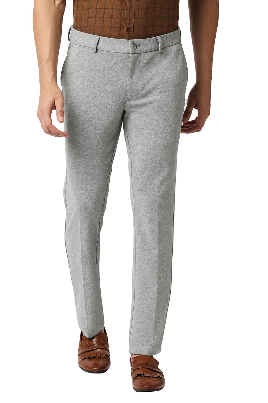 BASICS TAPERED FIT LIMESTONE LIGHT GREY KNIT KNIT TROUSERS