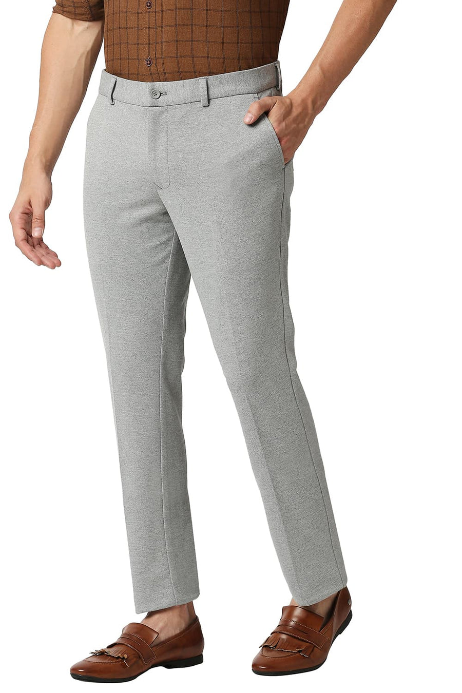 BASICS TAPERED FIT LIMESTONE LIGHT GREY KNIT KNIT TROUSERS