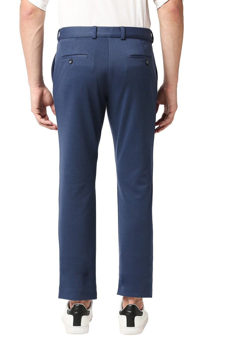 BASICS TAPERED FIT INSIGNIA NAVY KNIT KNIT TROUSERS