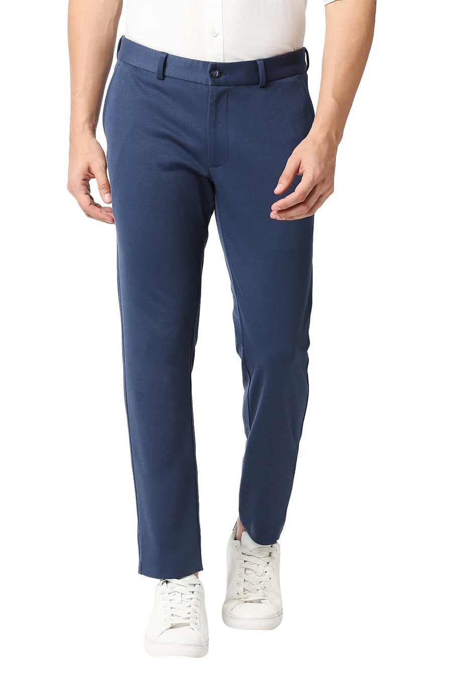 BASICS TAPERED FIT INSIGNIA NAVY KNIT KNIT TROUSERS