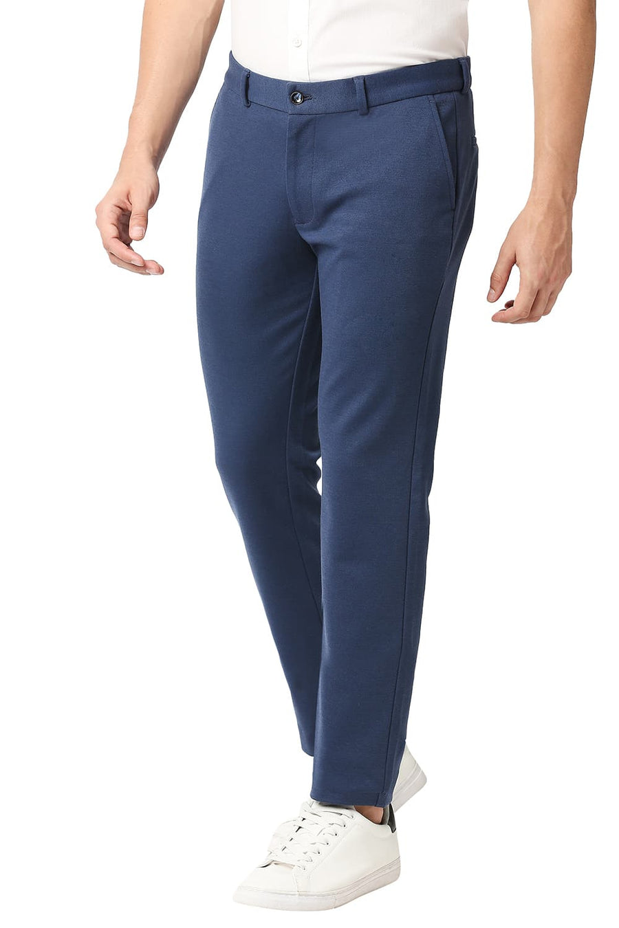 BASICS TAPERED FIT INSIGNIA NAVY KNIT KNIT TROUSERS