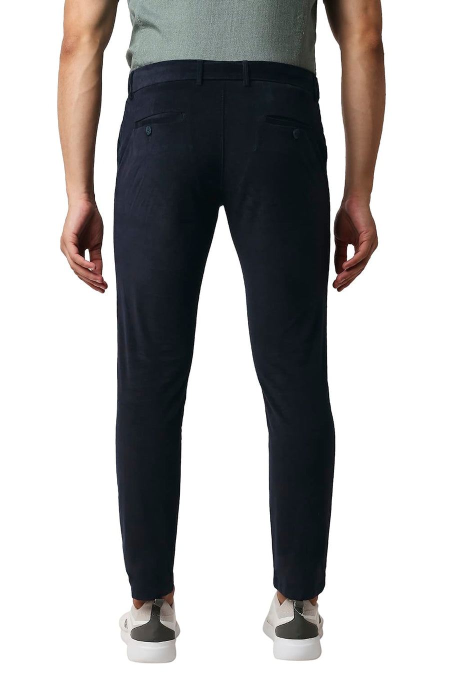 BASICS TAPERED FIT OYSTER BLACK STRETCH CORDUROY TROUSERS