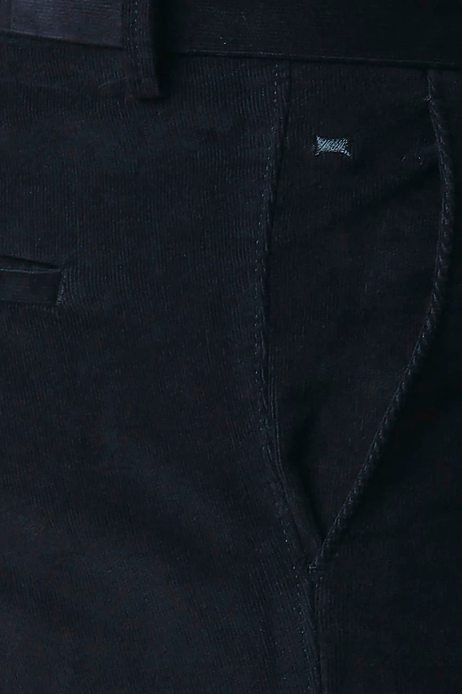 BASICS TAPERED FIT OYSTER BLACK STRETCH CORDUROY TROUSERS