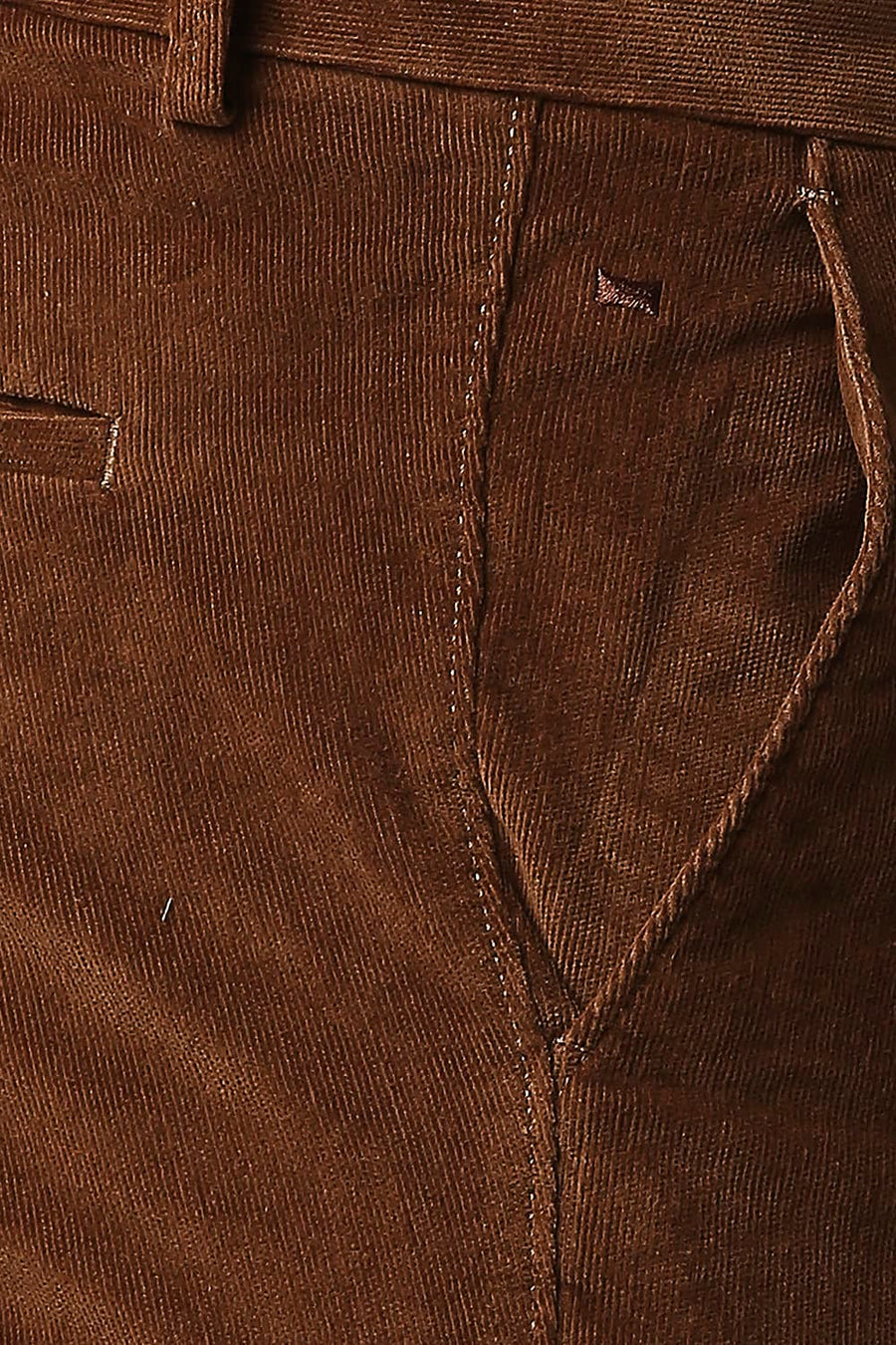BASICS TAPERED FIT NUTHATCH BROWN STRETCH CORDUROY TROUSERS