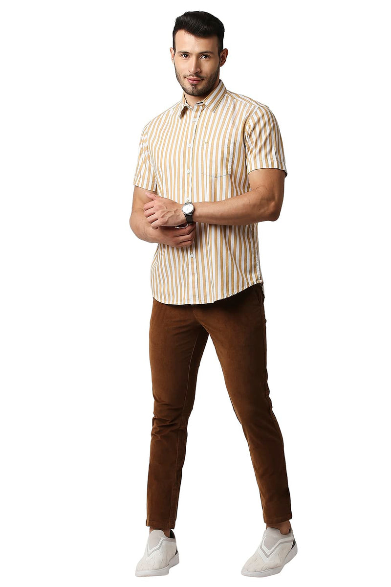 BASICS TAPERED FIT STRETCH CORDUROY TROUSERS