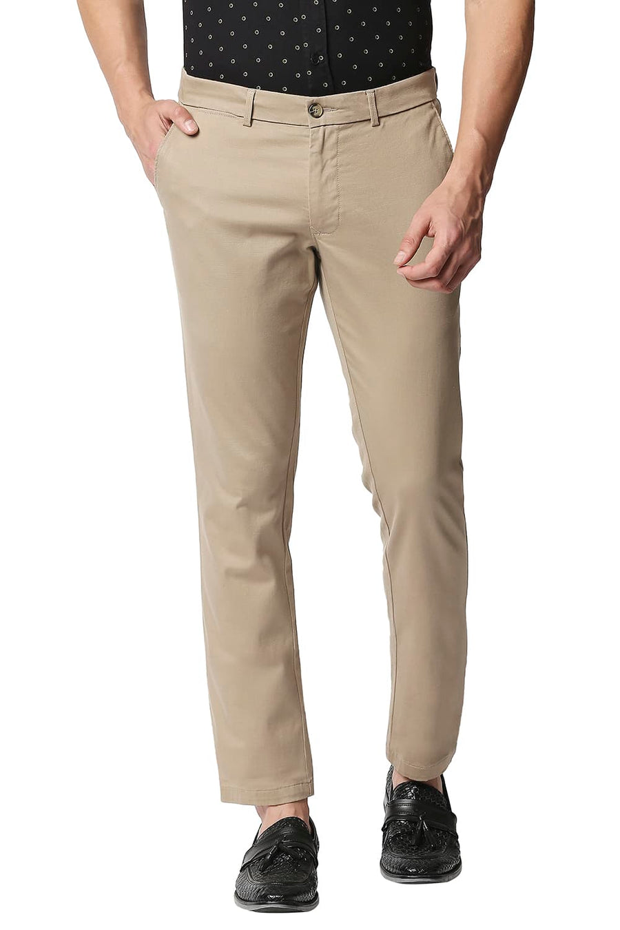 BASICS SKINNY FIT BISCOTTI KHAKHI STRETCH TROUSERS