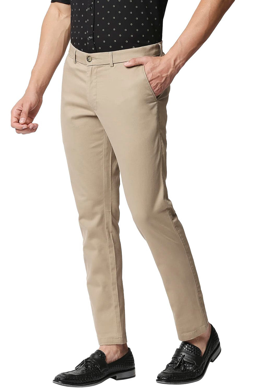 BASICS SKINNY FIT BISCOTTI KHAKHI STRETCH TROUSERS
