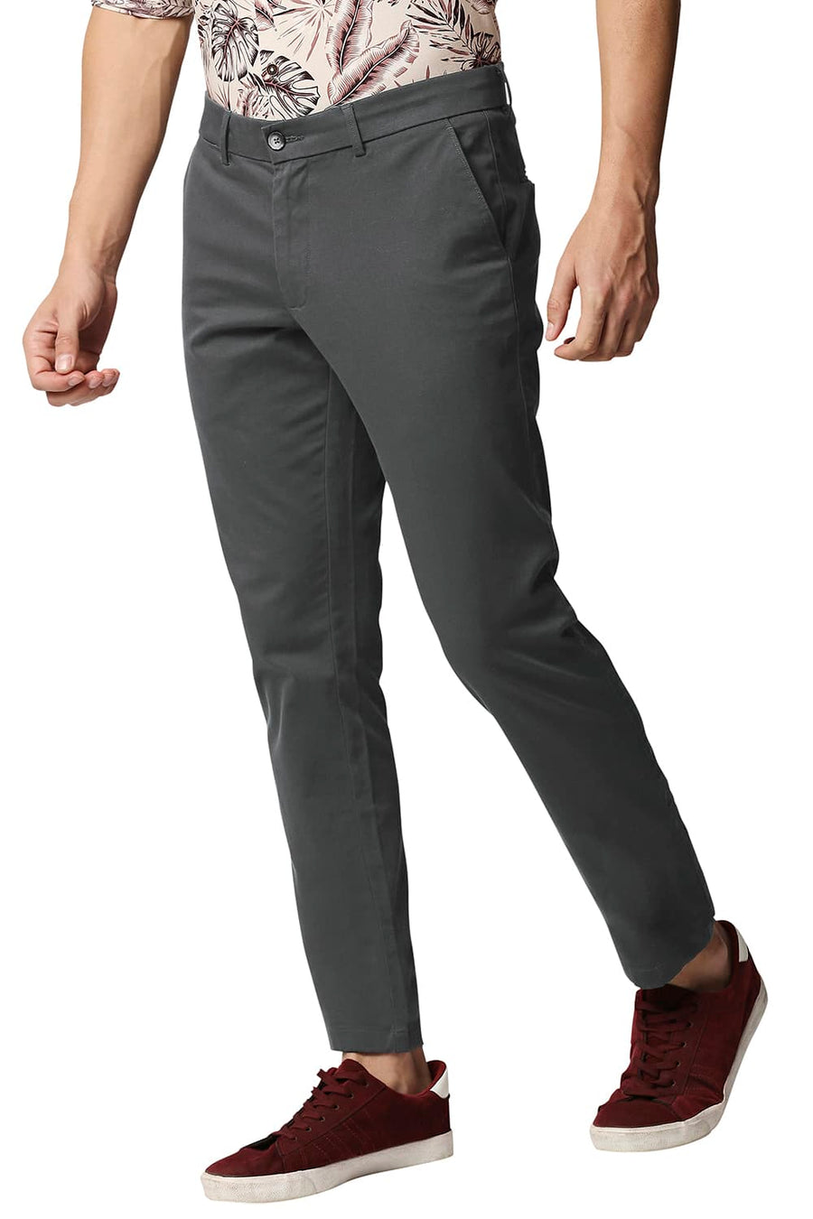 BASICS SKINNY FIT VOLCANIC GREY STRETCH TROUSERS