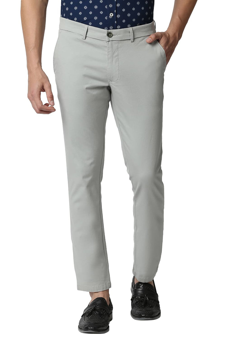 BASICS SKINNY FIT MINERAL GREY STRETCH TROUSERS