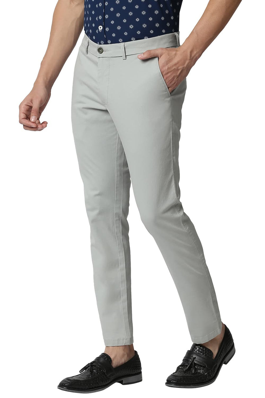 BASICS SKINNY FIT MINERAL GREY STRETCH TROUSERS