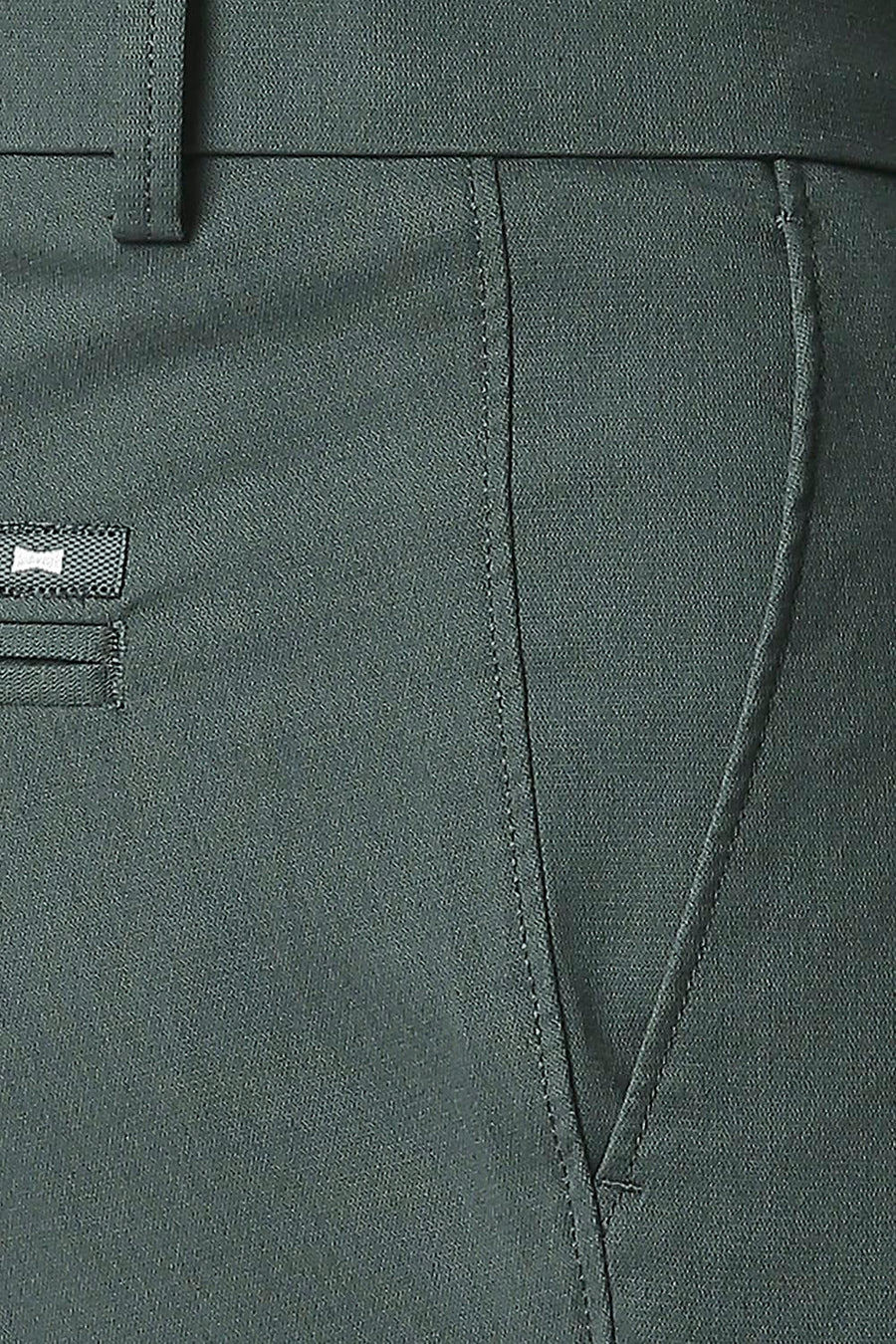 BASICS SKINNY FIT BLASAM GREEN STRETCH TROUSERS