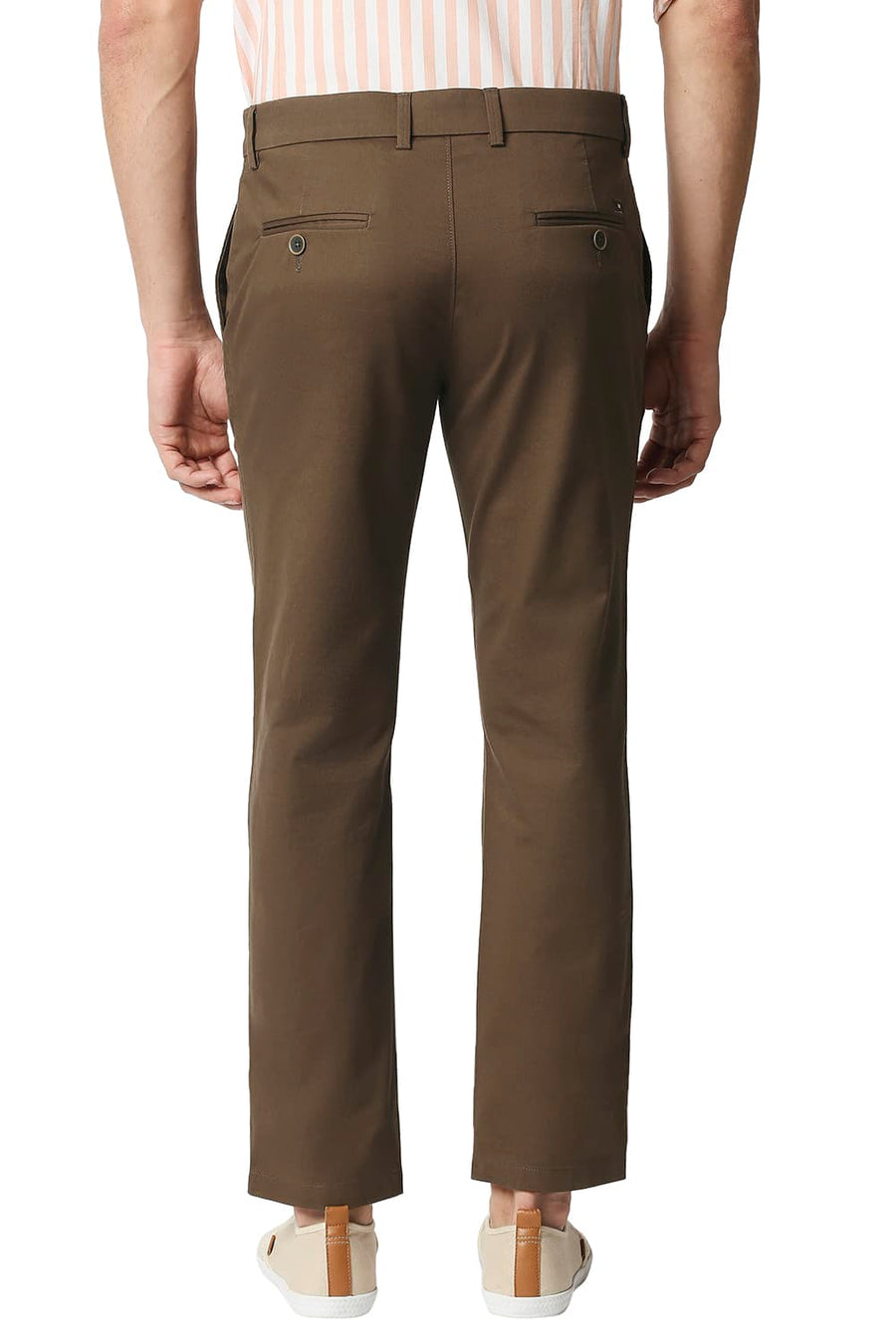 BASICS SKINNY FIT BISON BROWN STRETCH TROUSERS