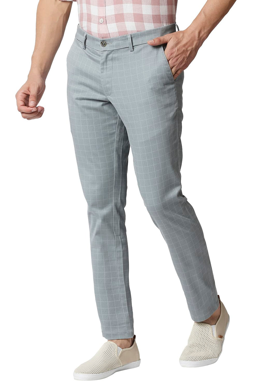 BASICS SKINNY FIT ETHER BLUE STRETCH TROUSERS
