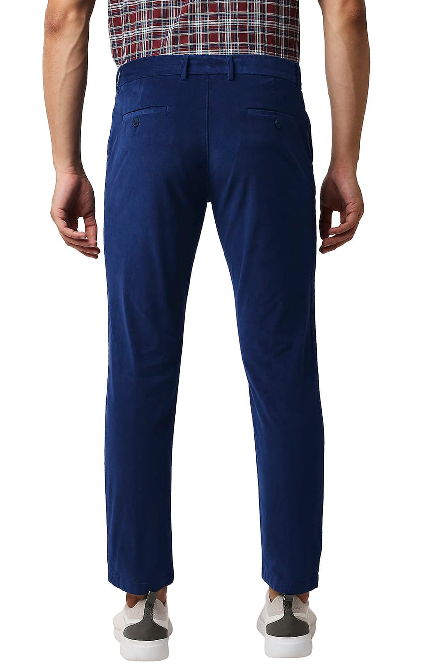 BASICS TAPERED FIT ENSIGN BLUE STRETCH CORDUROY TROUSERS