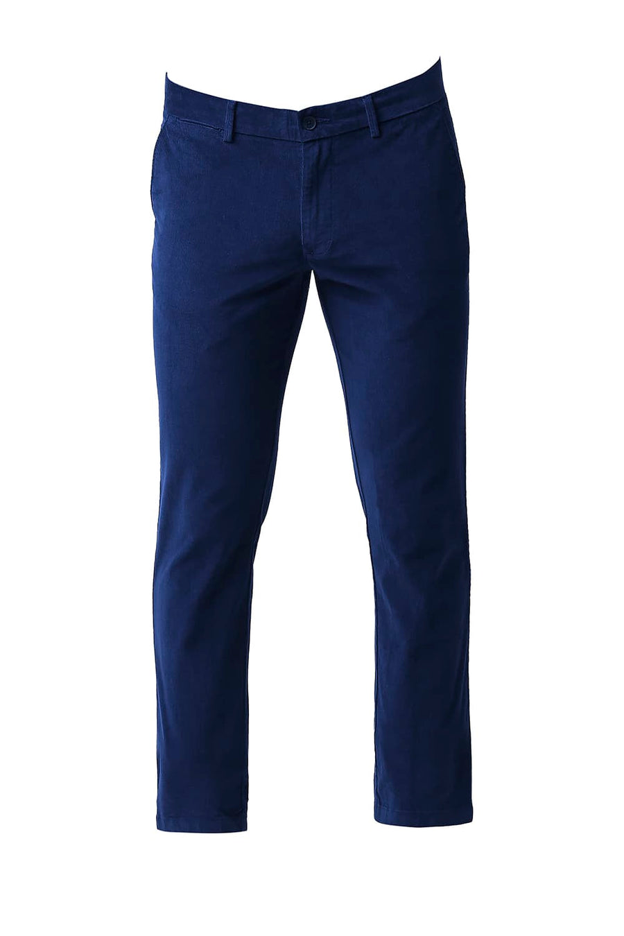 BASICS TAPERED FIT ENSIGN BLUE STRETCH CORDUROY TROUSERS