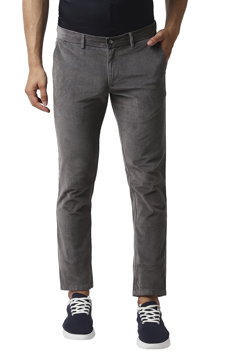 BASICS TAPERED FIT STRETCH CORDUROY TROUSERS