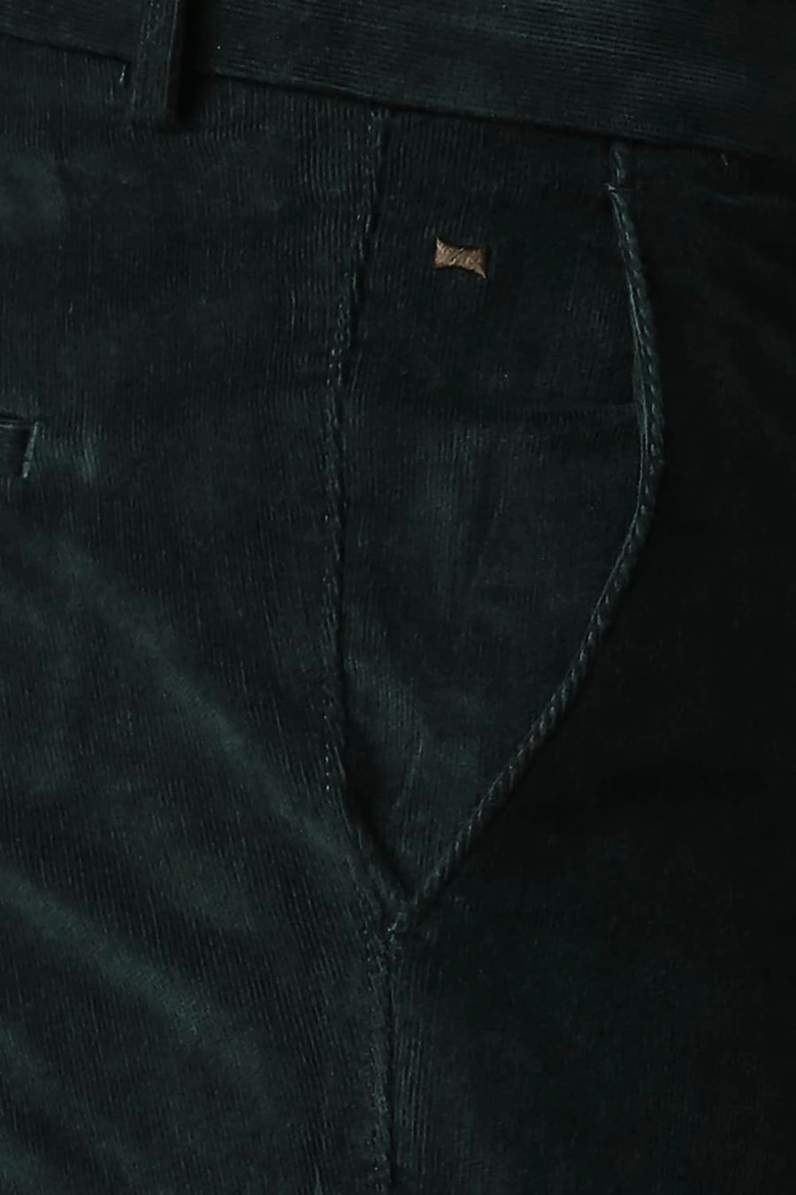 BASICS TAPERED FIT PONDEROSA PINE GREEN STRETCH CORDUROY TROUSERS
