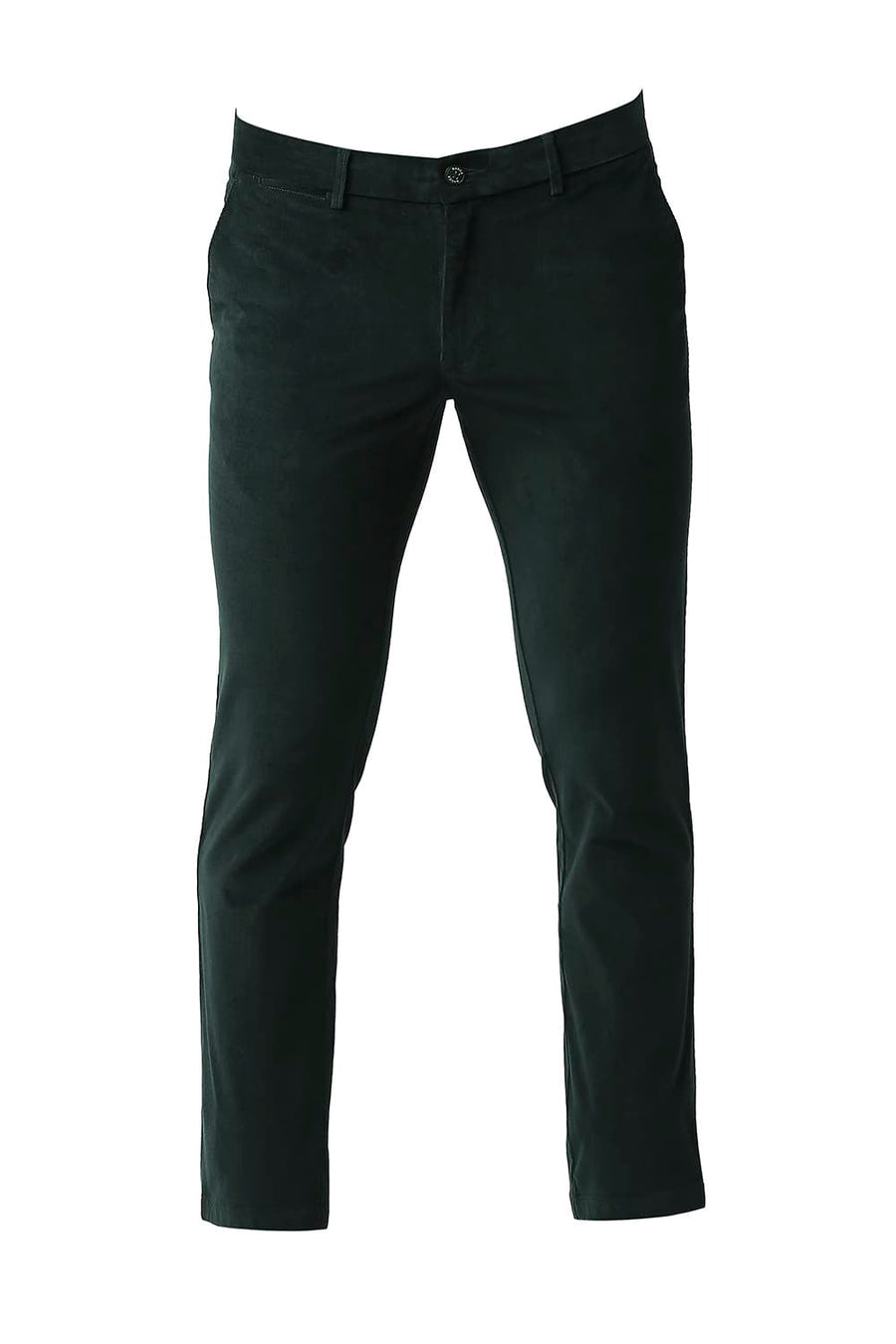 BASICS TAPERED FIT PONDEROSA PINE GREEN STRETCH CORDUROY TROUSERS