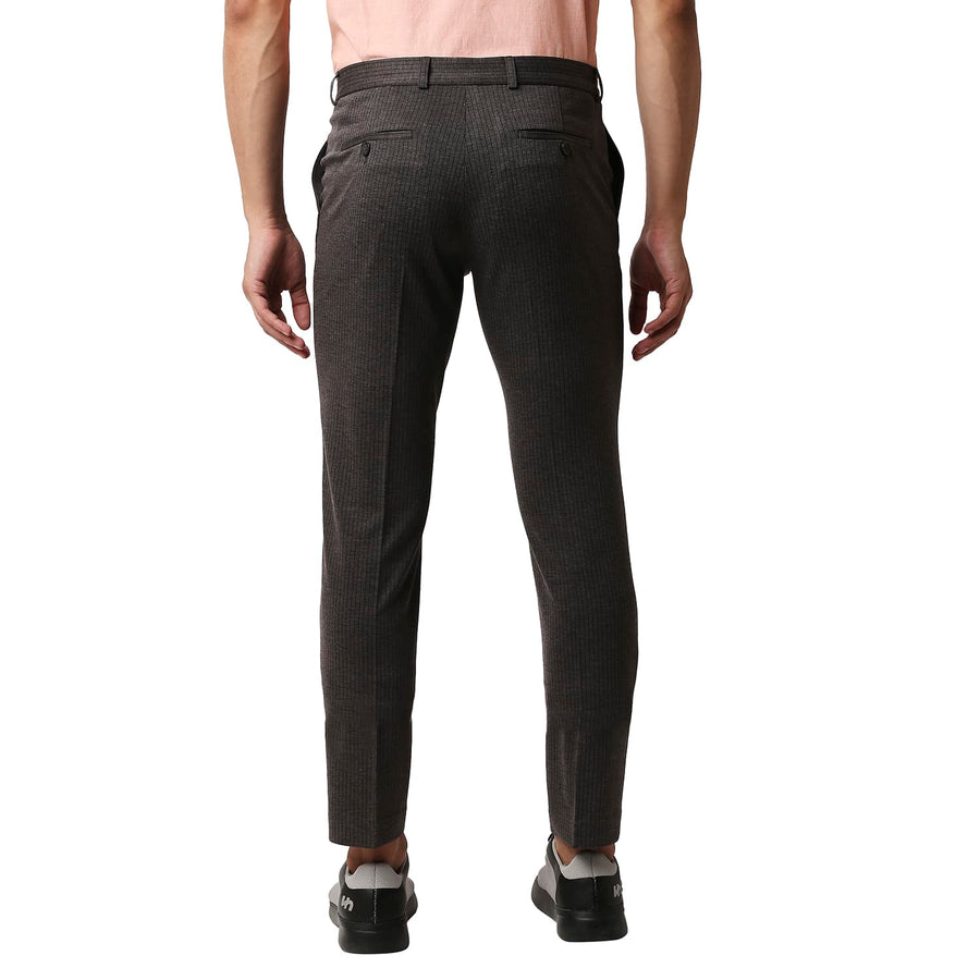 BASICS TAPERED FIT SMOKED PEARL STRETCH KNIT TROUSERS