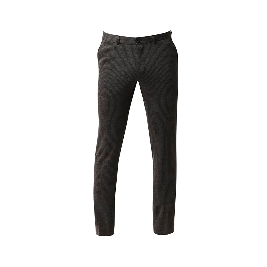 BASICS TAPERED FIT SMOKED PEARL STRETCH KNIT TROUSERS
