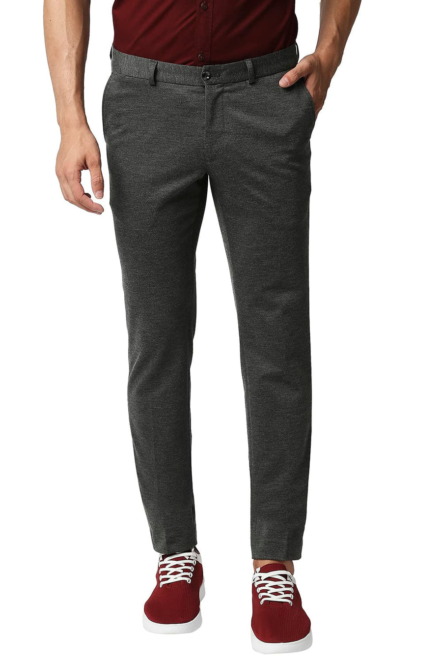 BASICS TAPERED FIT GARGOYLE STRETCH KNIT TROUSERS