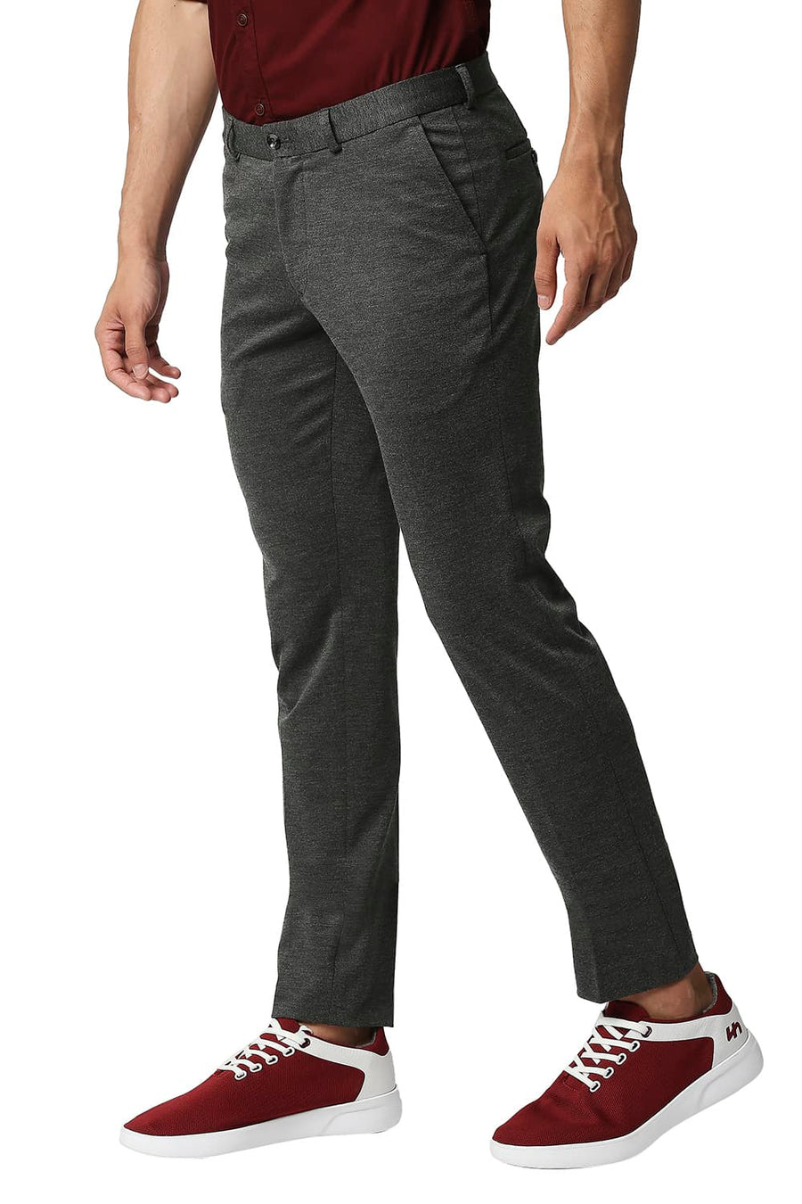 BASICS TAPERED FIT GARGOYLE STRETCH KNIT TROUSERS